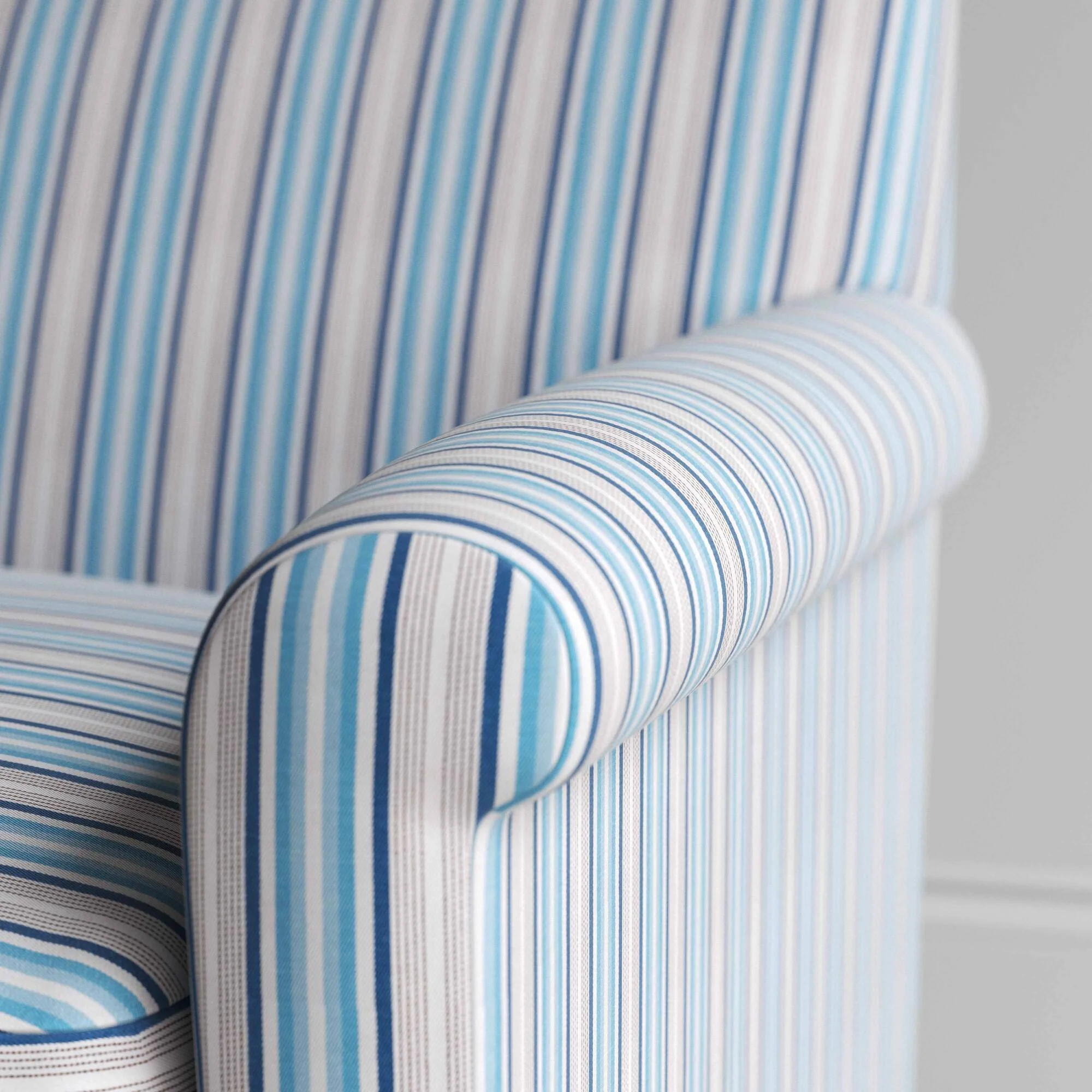 Idler Armchair in Slow Lane Cotton Linen, Blue - Image 4