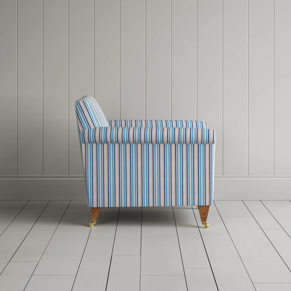 Idler Armchair in Slow Lane Cotton Linen, Blue - Image 6
