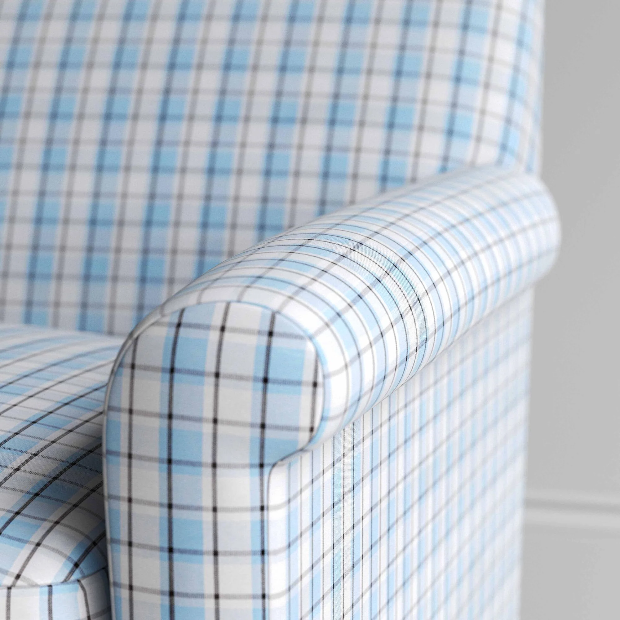 Idler Armchair in Square Deal Cotton, Blue Brown - Image 4