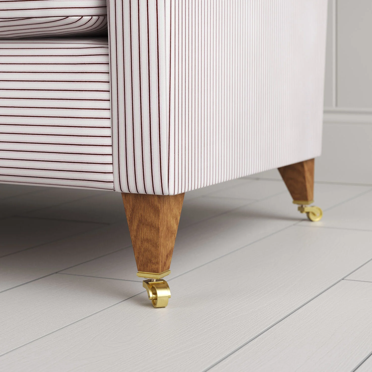 Idler Love Seat in Ticking Cotton, Berry - Image 6