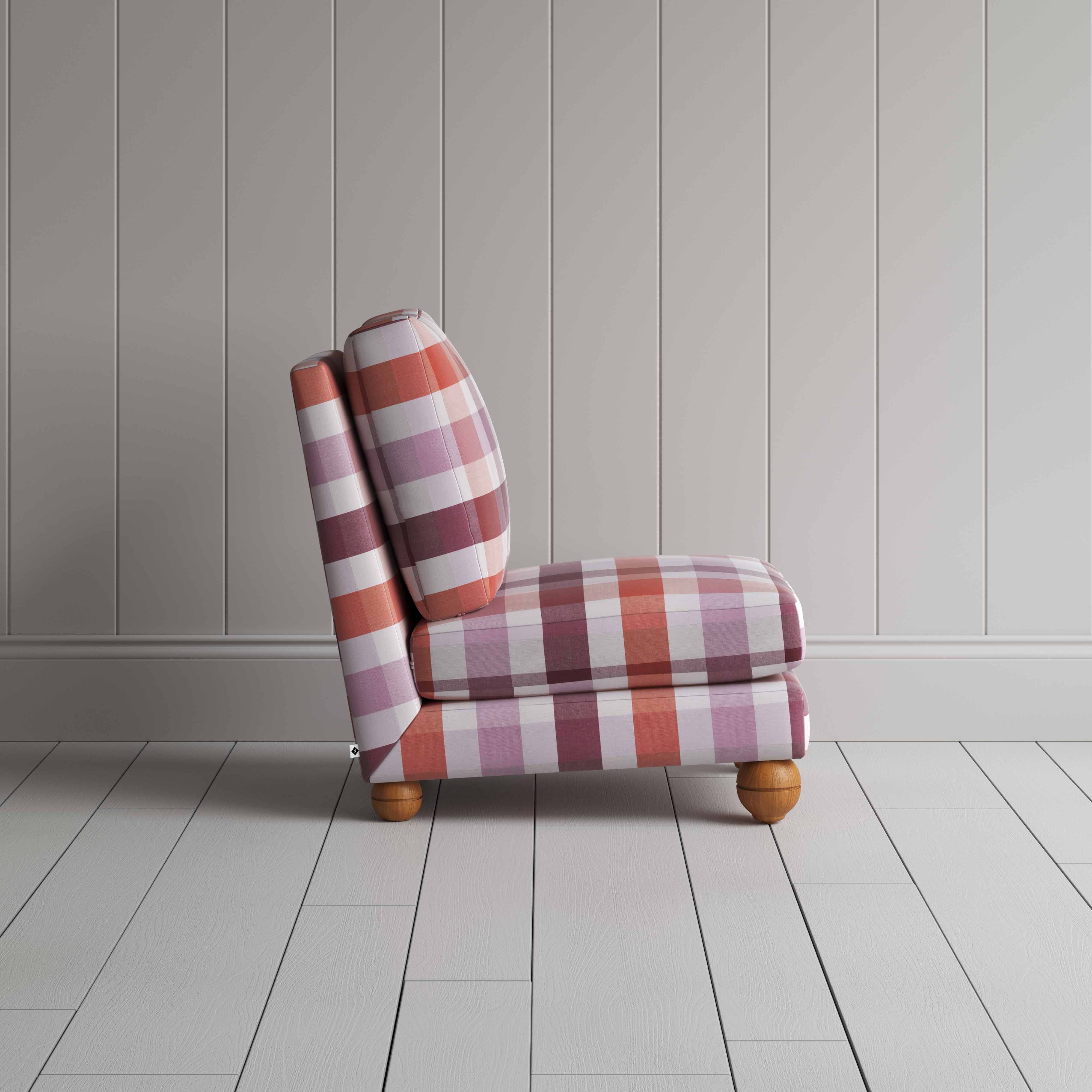 Perch Slipper Armchair in Checkmate Cotton, Berry - Image 7
