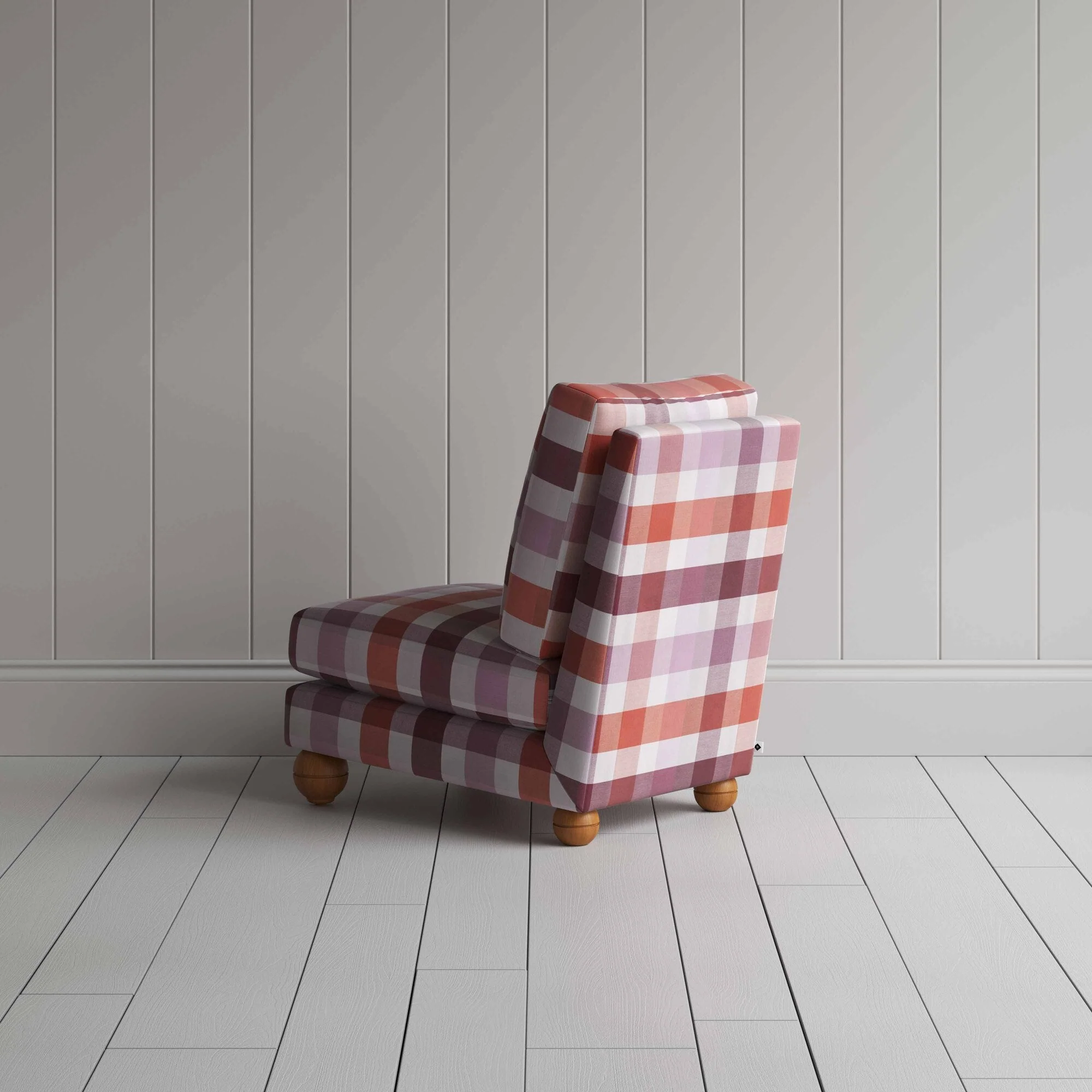 Perch Slipper Armchair in Checkmate Cotton, Berry - Image 8