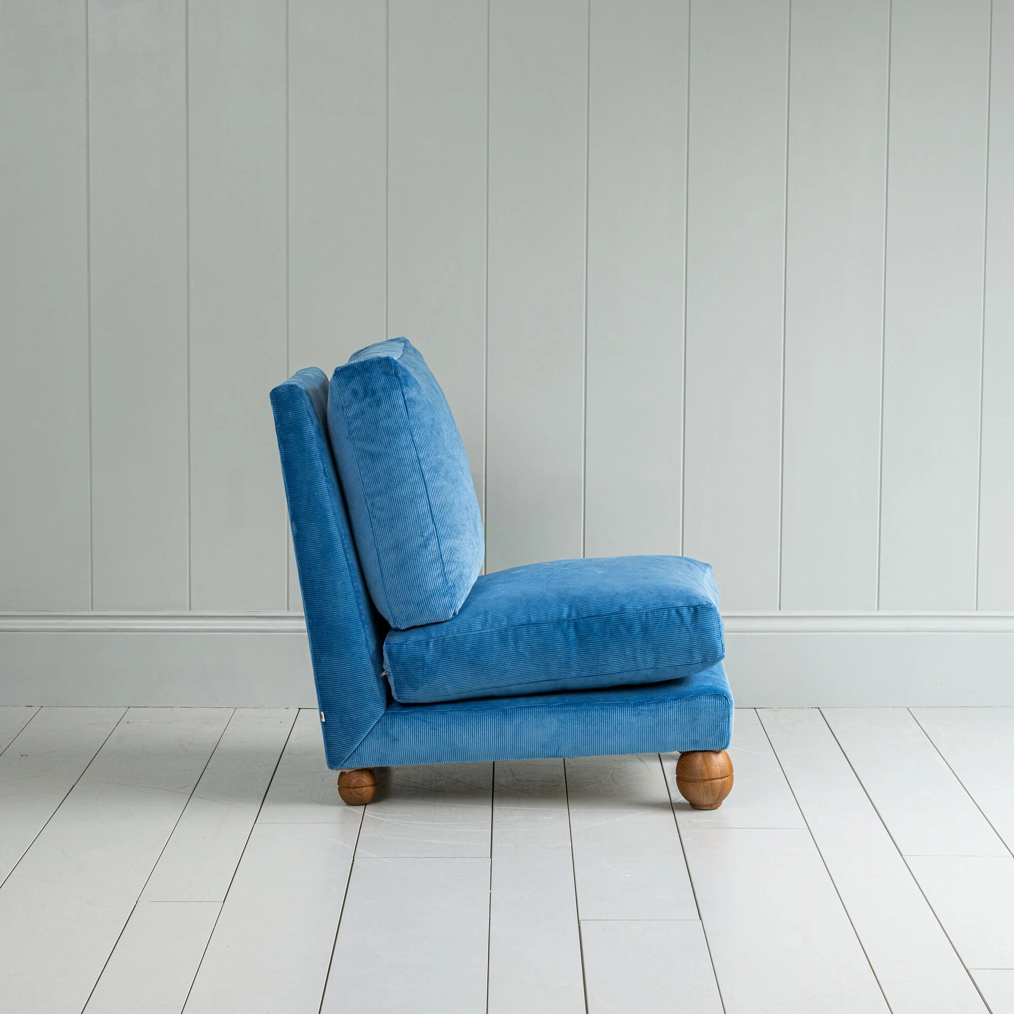 Perch Slipper Armchair in Classic Corduroy Harbour Blue - Image 8