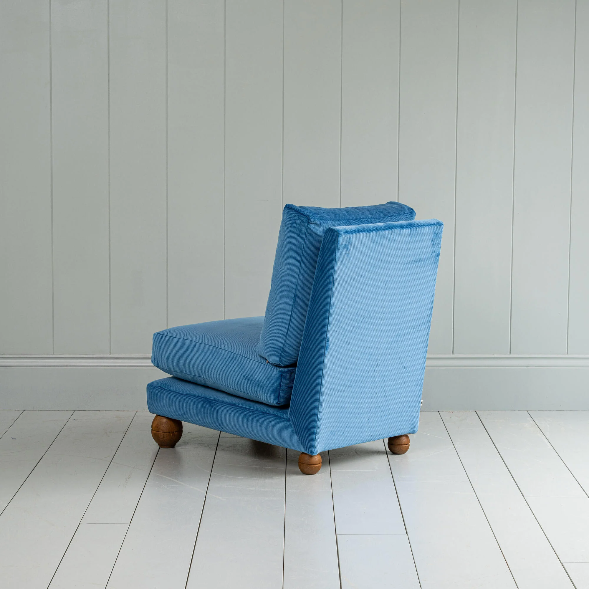 Perch Slipper Armchair in Classic Corduroy Harbour Blue - Image 9