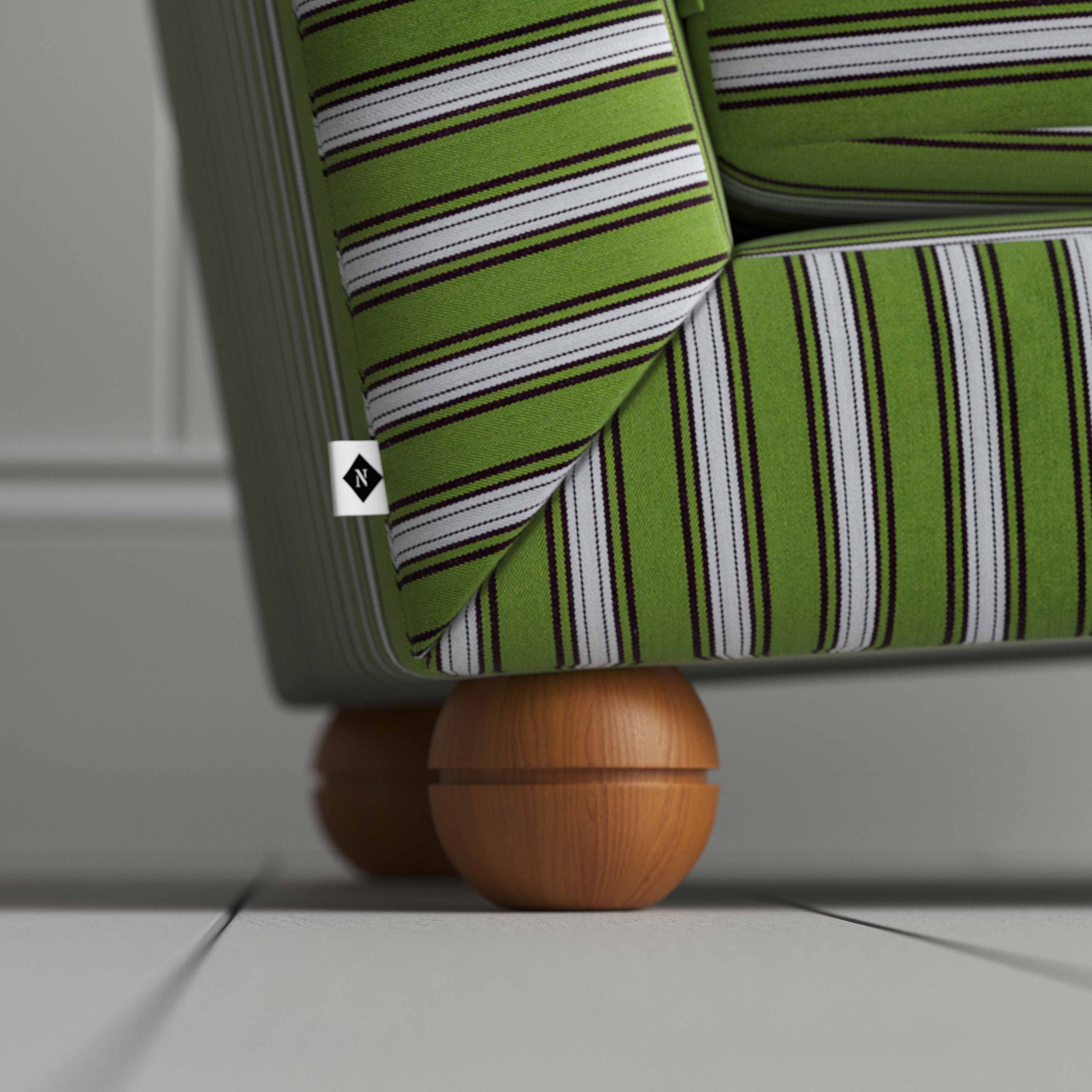 Perch Slipper Armchair in Colonnade Cotton, Green and Wine - Image 5