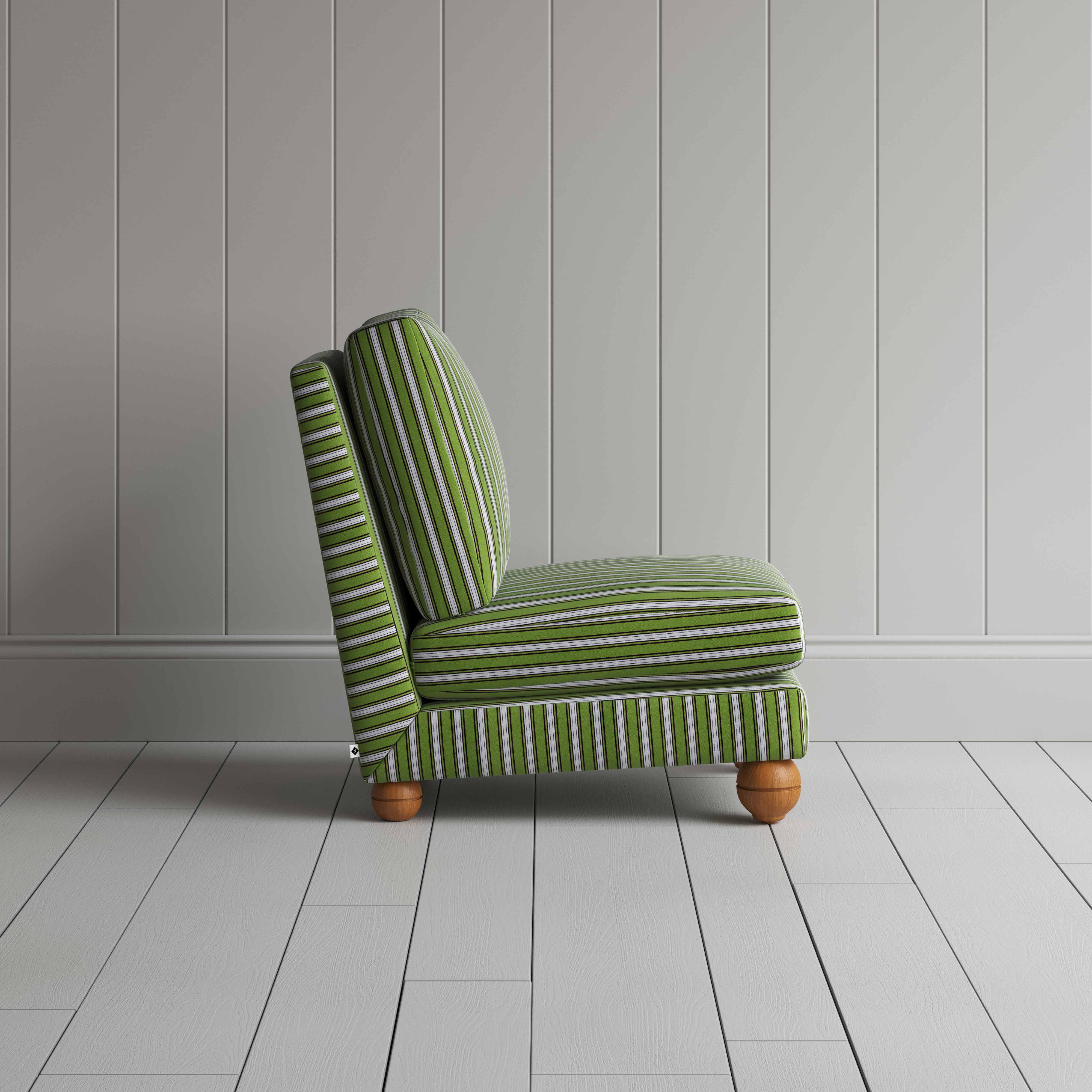 Perch Slipper Armchair in Colonnade Cotton, Green and Wine - Image 7