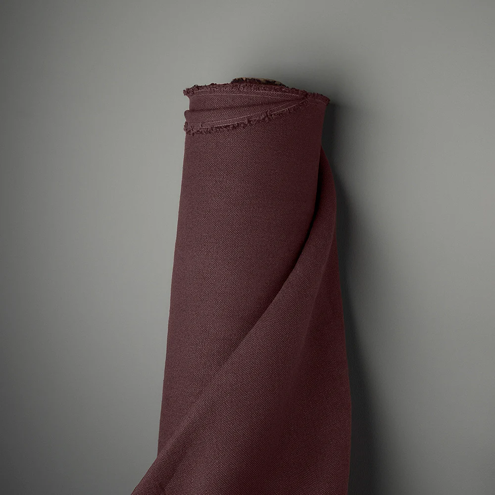 Perch Slipper Armchair in Laidback Linen Damson Frame, with Regatta Cotton, Flame Seat - Image 12