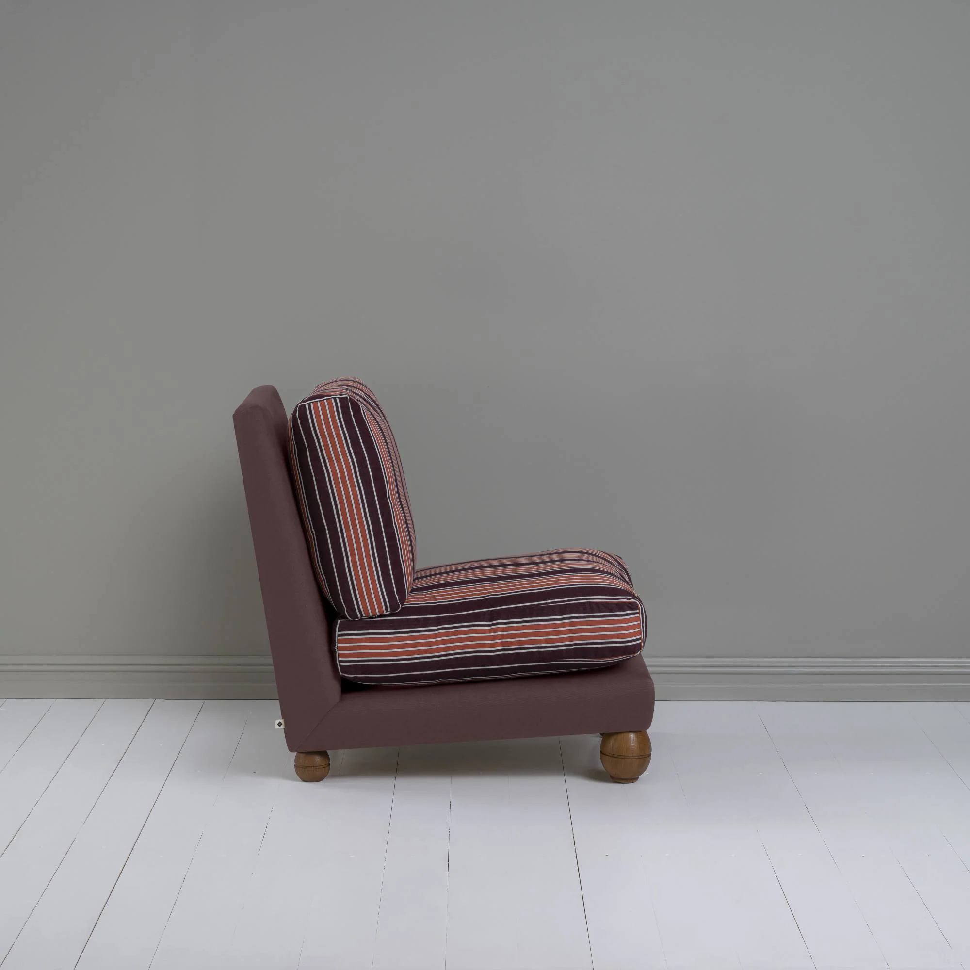 Perch Slipper Armchair in Laidback Linen Damson Frame, with Regatta Cotton, Flame Seat - Image 5