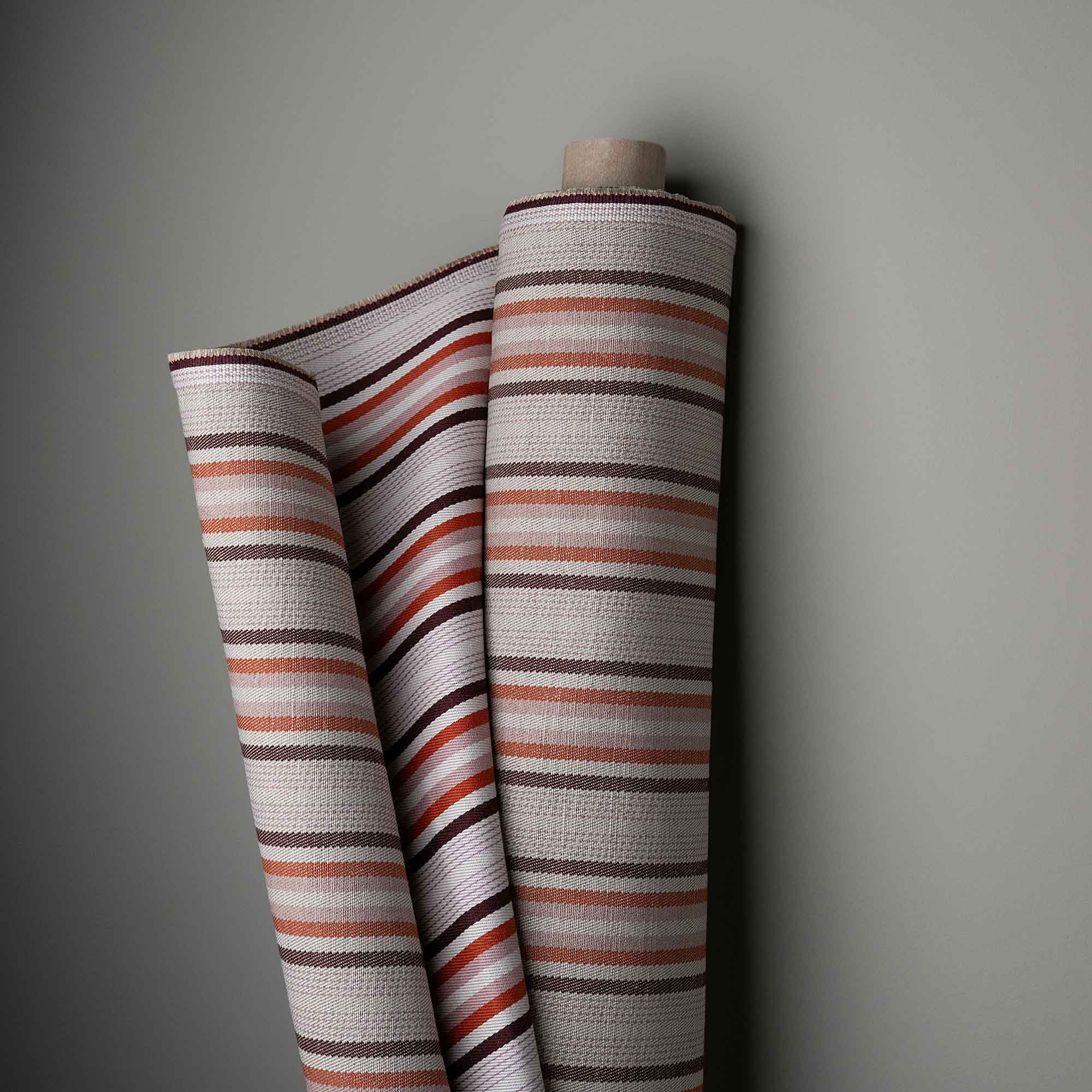 Perch Slipper Armchair in Regatta Cotton Flame Frame and Slow Lane Cotton Linen Berry Seat - Image 10