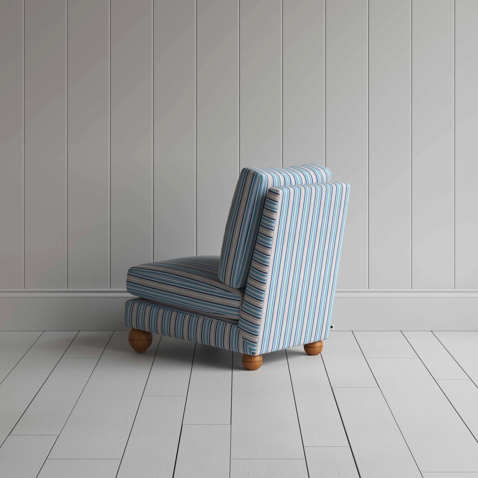 Perch Slipper Armchair in Slow Lane Cotton Linen, Blue - Image 8