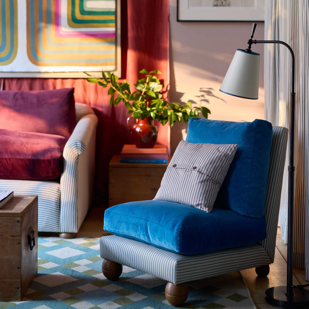 Perch Slipper Armchair in Slow Lane Cotton Linen, Berry - Image 3