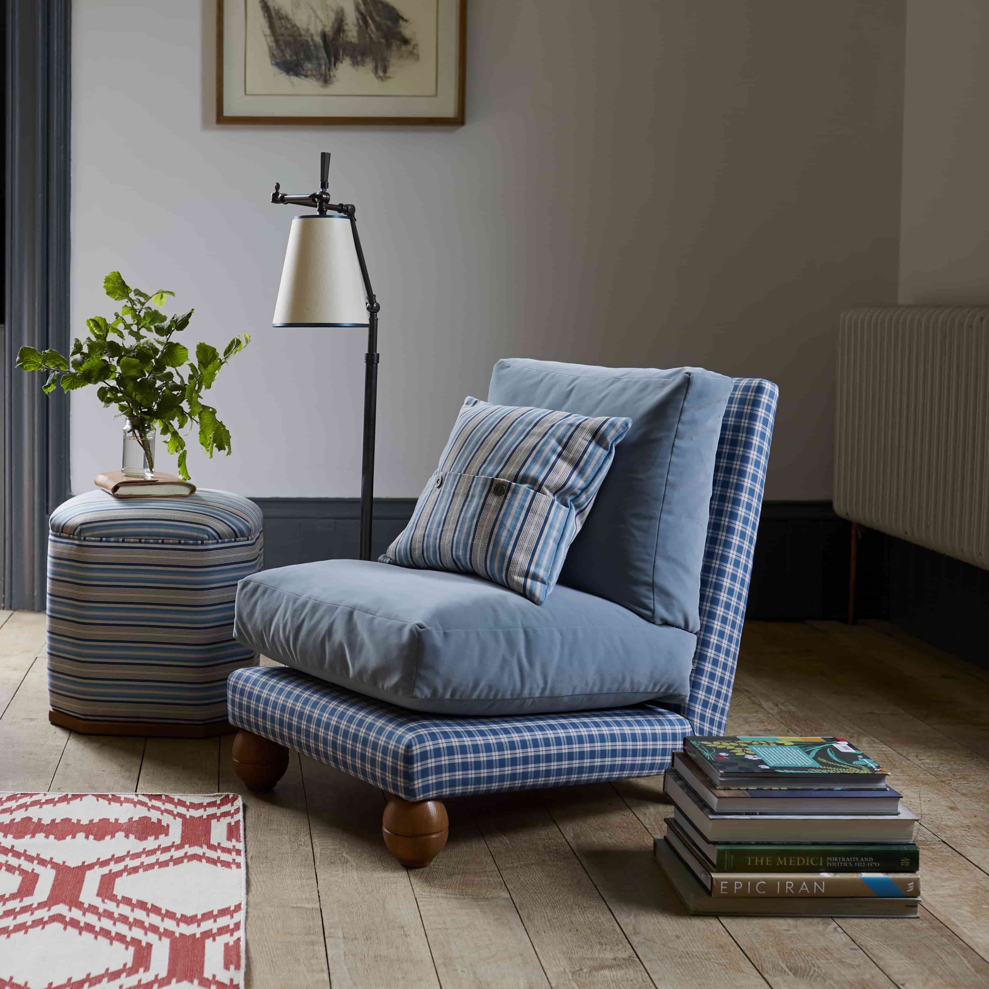 Perch Slipper Armchair in Slow Lane Cotton Linen, Berry - Image 4