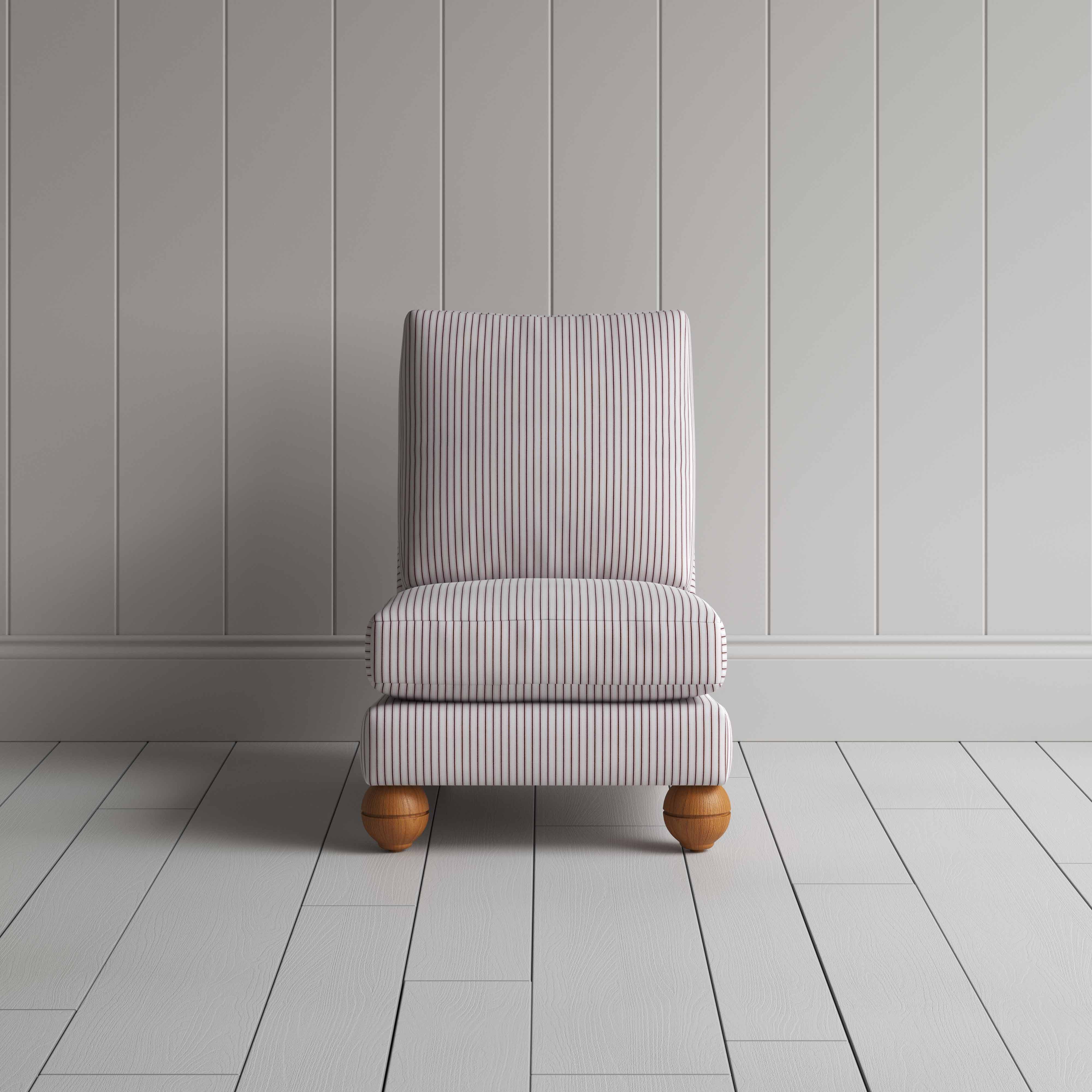 Perch Slipper Armchair in Ticking Cotton, Berry - Image 2