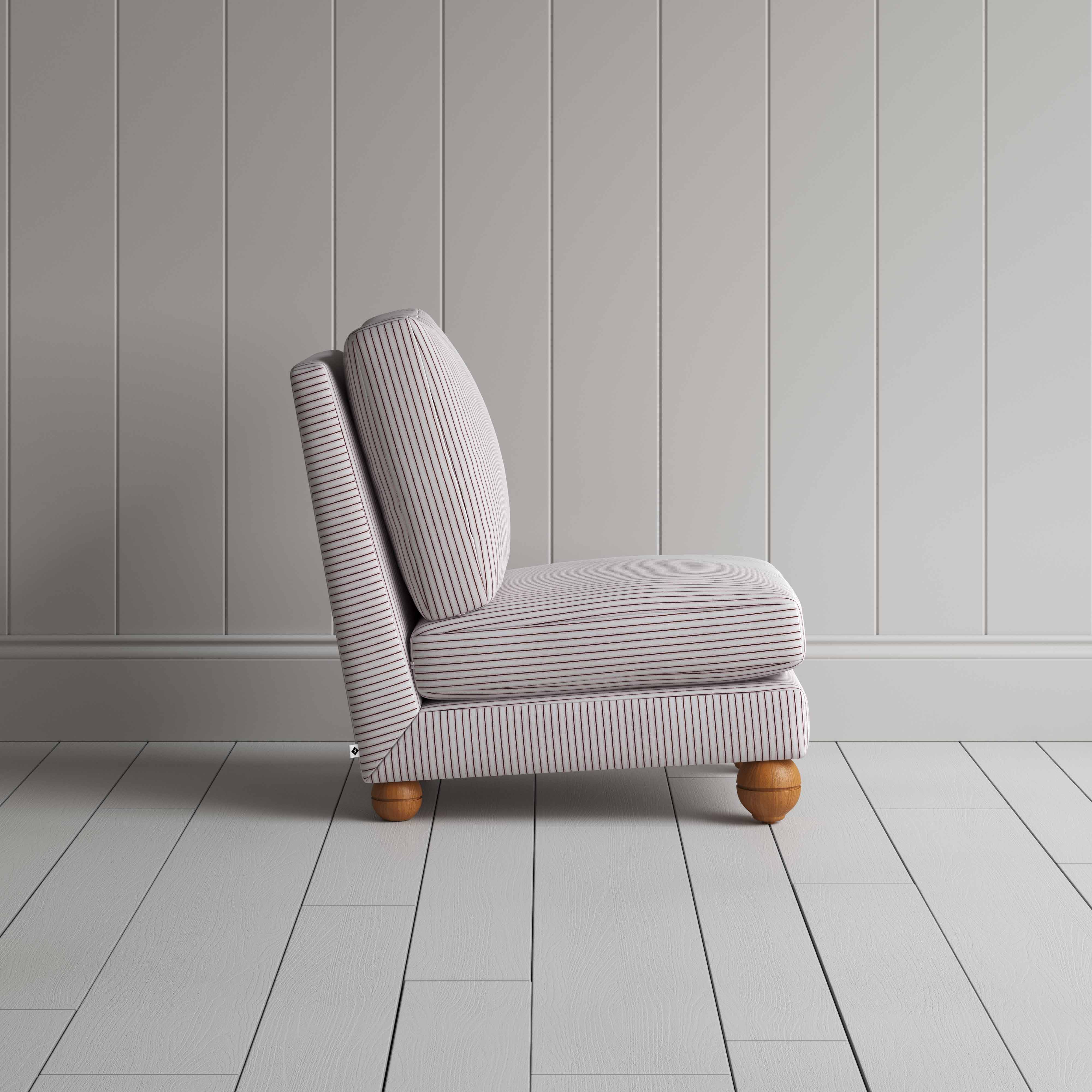 Perch Slipper Armchair in Ticking Cotton, Berry - Image 7