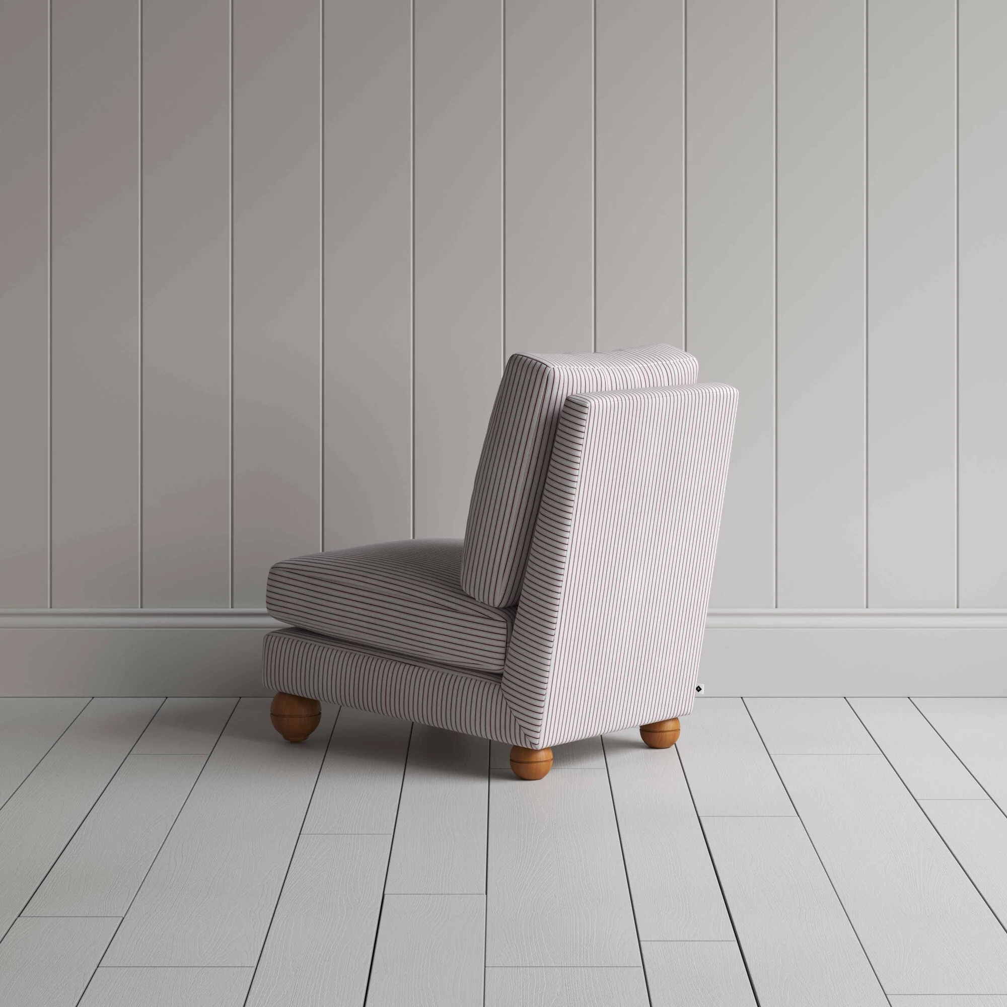 Perch Slipper Armchair in Ticking Cotton, Berry - Image 8