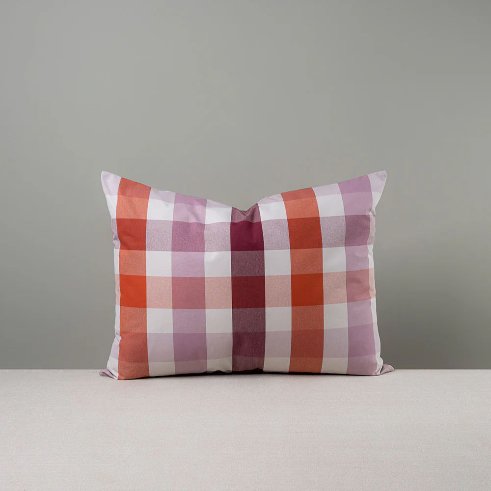Rectangle Lollop Cushion in Checkmate Cotton, Berry - Image 6