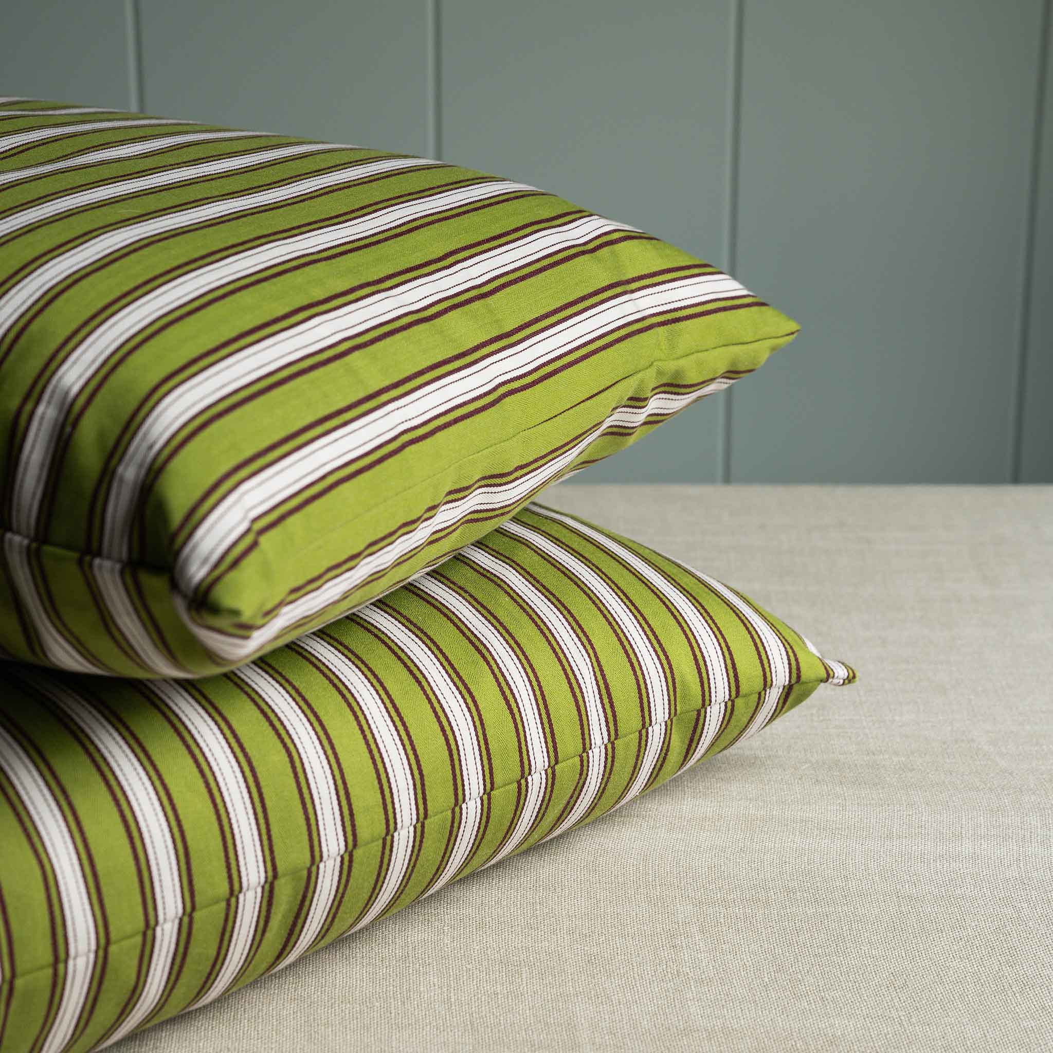 Rectangle Lollop Cushion in Colonnade Cotton, Green Wine - Image 3