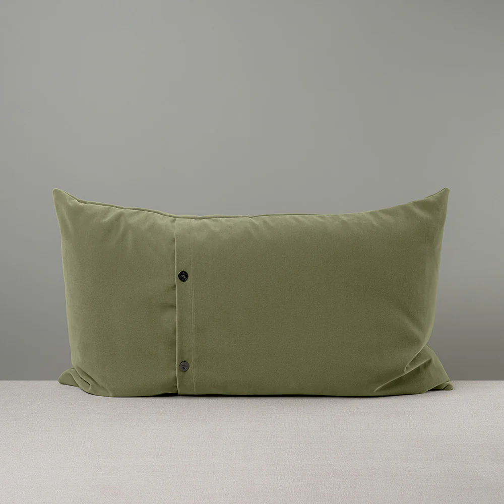 Rectangle Lollop Cushion in Intelligent Velvet, Green Tea - Image 5