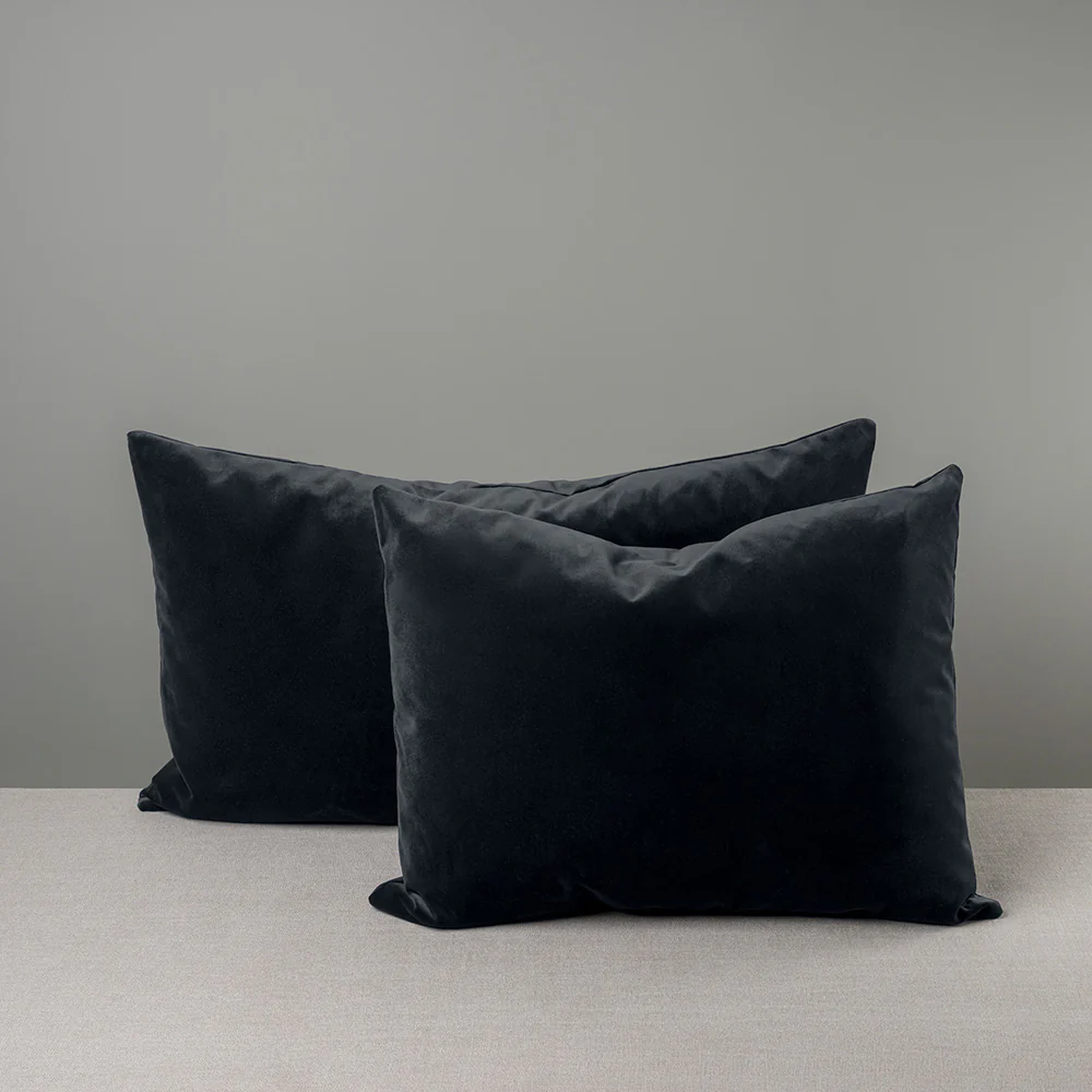 Rectangle Lollop Cushion in Intelligent Velvet, Black Onyx