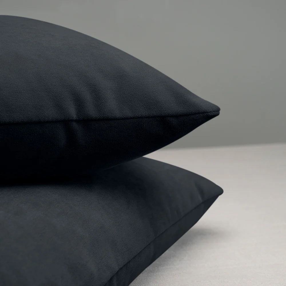 Rectangle Lollop Cushion in Intelligent Velvet, Black Onyx - Image 2