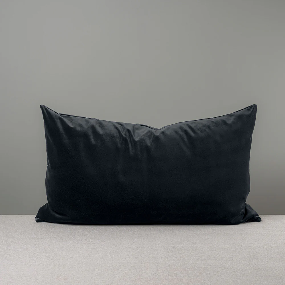 Rectangle Lollop Cushion in Intelligent Velvet, Black Onyx - Image 4