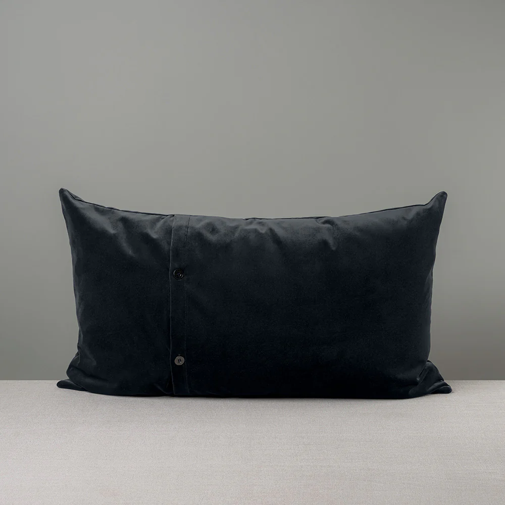 Rectangle Lollop Cushion in Intelligent Velvet, Black Onyx - Image 5