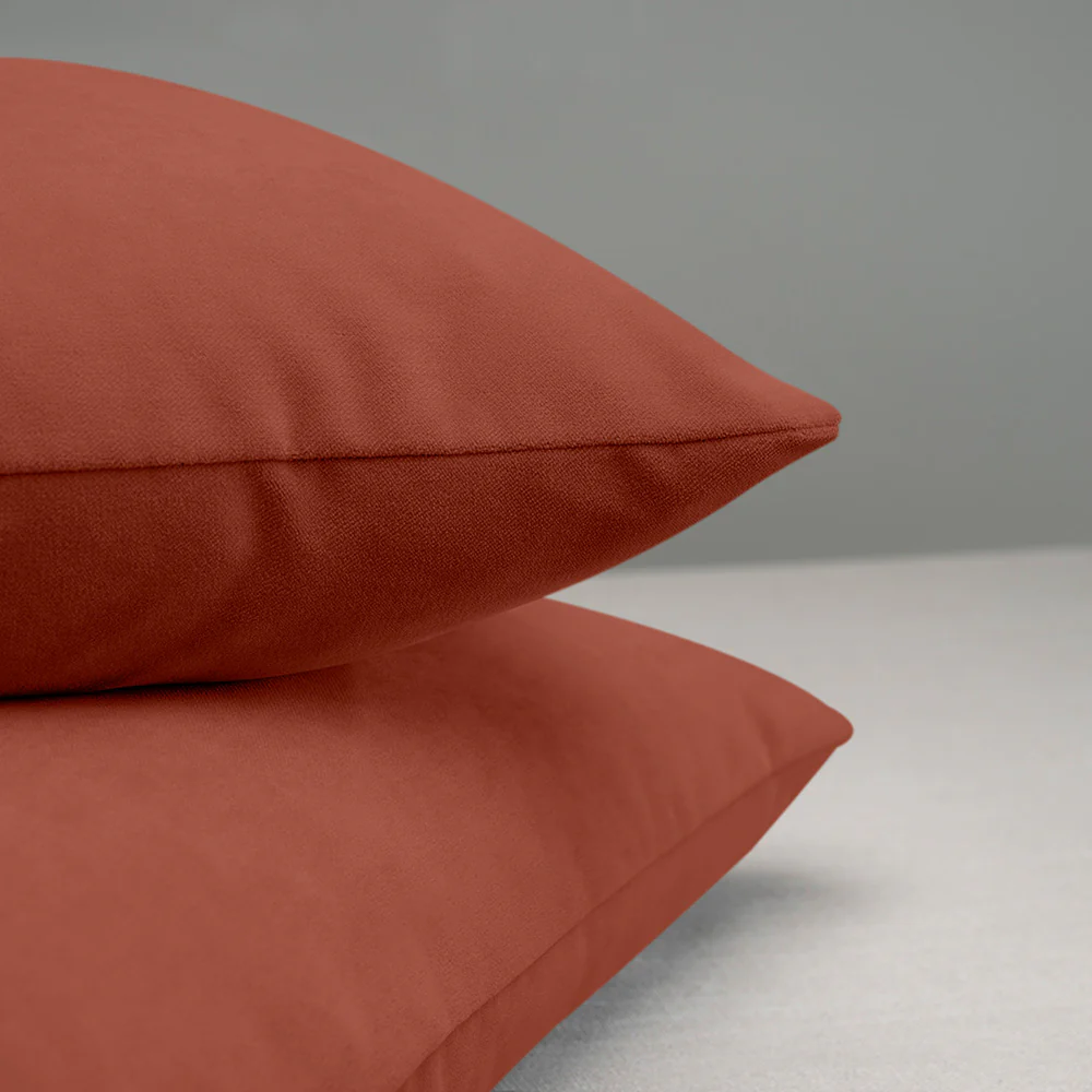 Rectangle Lollop Cushion in Intelligent Velvet, Sienna - Image 2