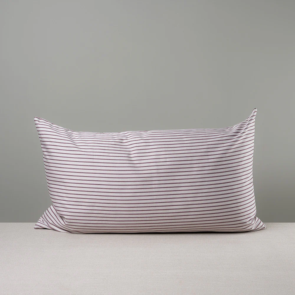 Rectangle Lollop Cushion in Ticking Cotton, Berry - Image 4