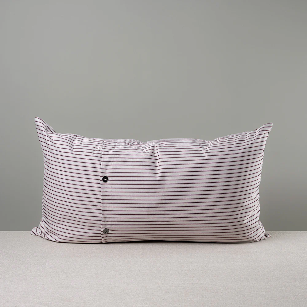 Rectangle Lollop Cushion in Ticking Cotton, Berry - Image 5