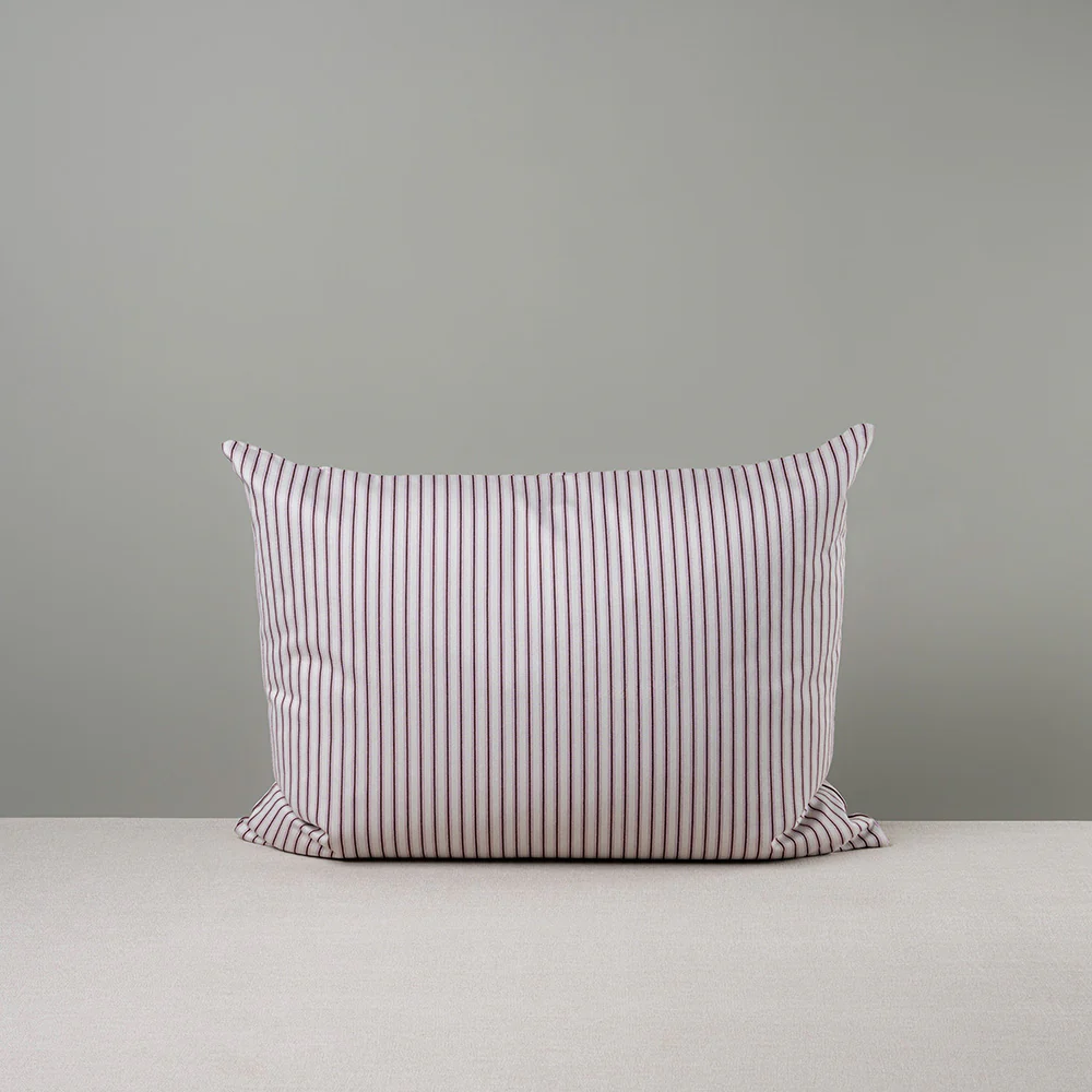 Rectangle Lollop Cushion in Ticking Cotton, Berry - Image 6