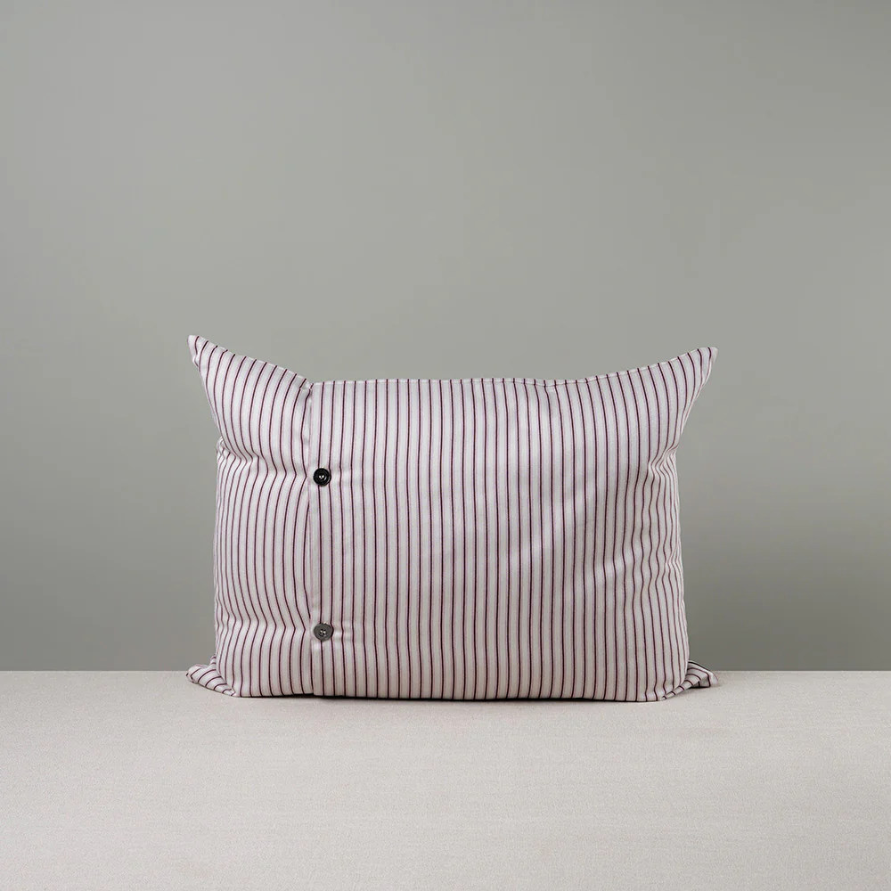 Rectangle Lollop Cushion in Ticking Cotton, Berry - Image 7