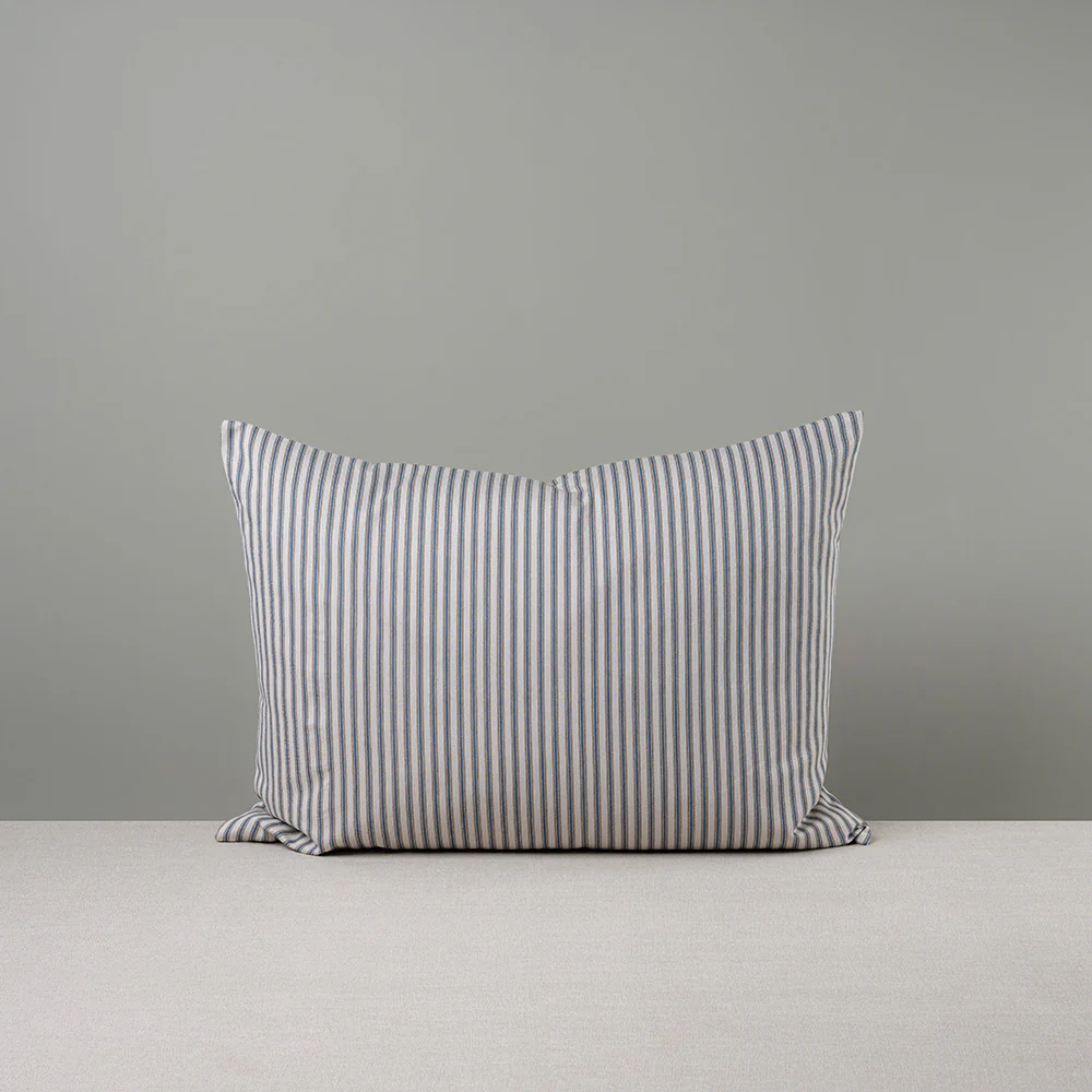 Rectangle Lollop Cushion in Ticking Cotton, Blue Brown - Image 7