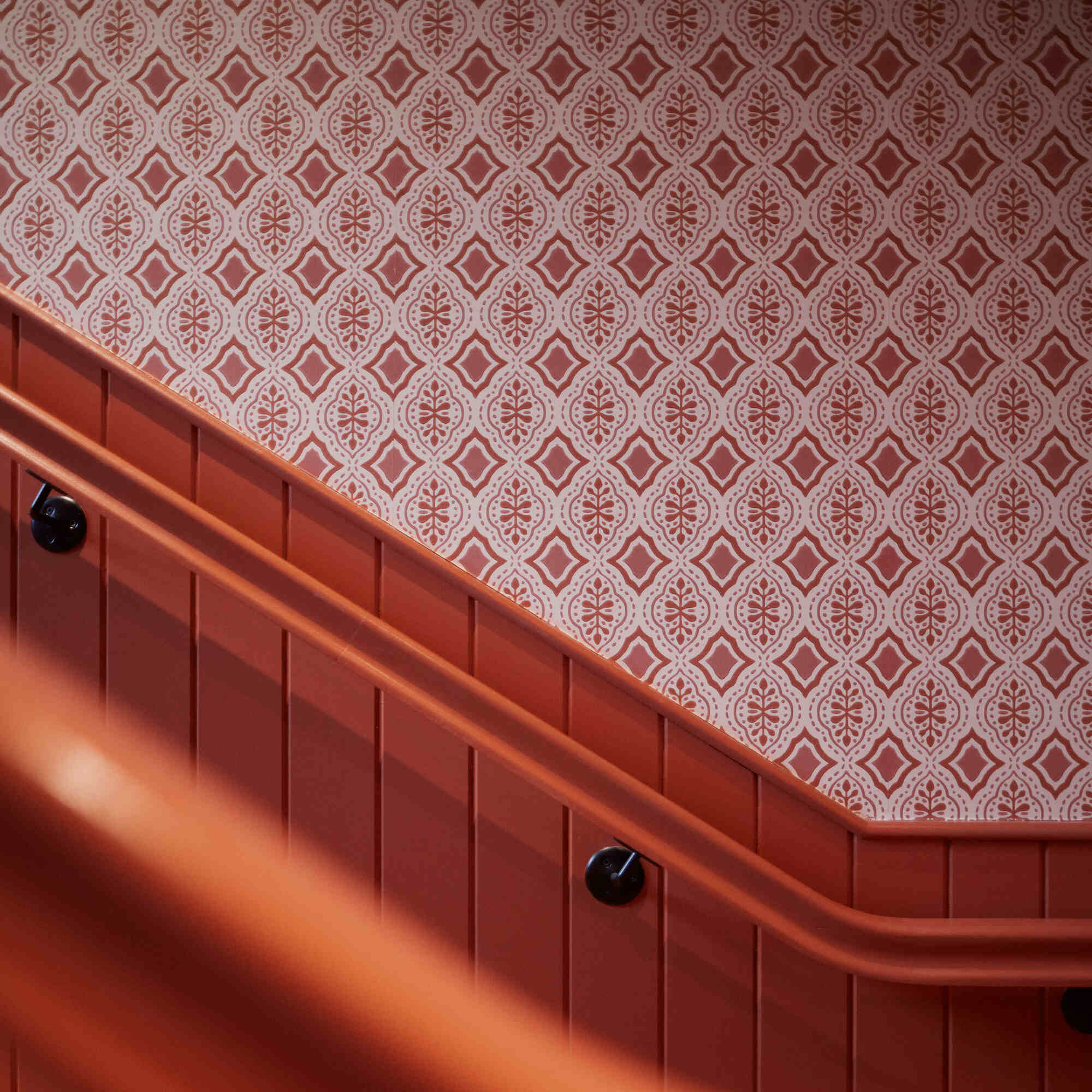 Rhombus Wallpaper in Rhubarb and Pink - Image 2