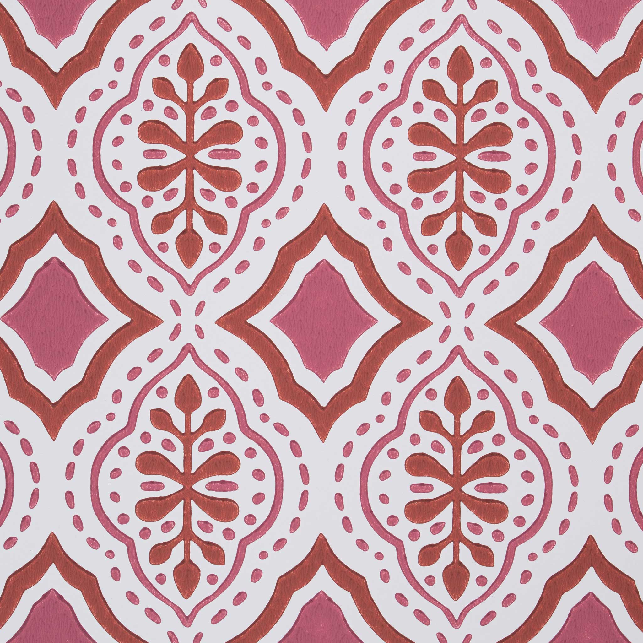 Rhombus Wallpaper in Rhubarb and Pink - Image 5