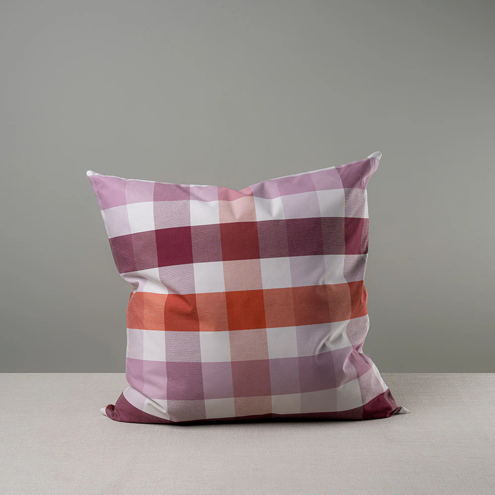Square Kip Cushion in Checkmate Cotton, Berry - Image 5