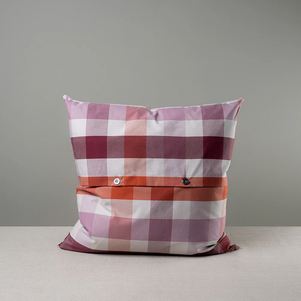 Square Kip Cushion in Checkmate Cotton, Berry - Image 6