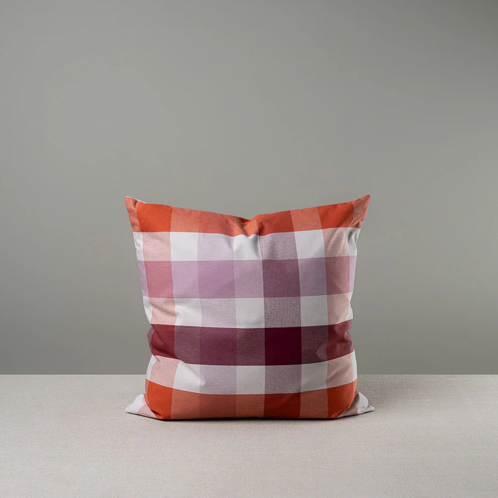 Square Kip Cushion in Checkmate Cotton, Berry - Image 7