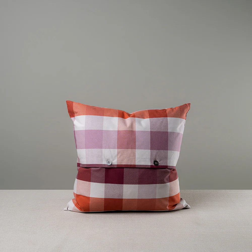 Square Kip Cushion in Checkmate Cotton, Berry - Image 8