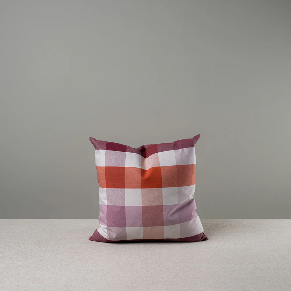 Square Kip Cushion in Checkmate Cotton, Berry - Image 9