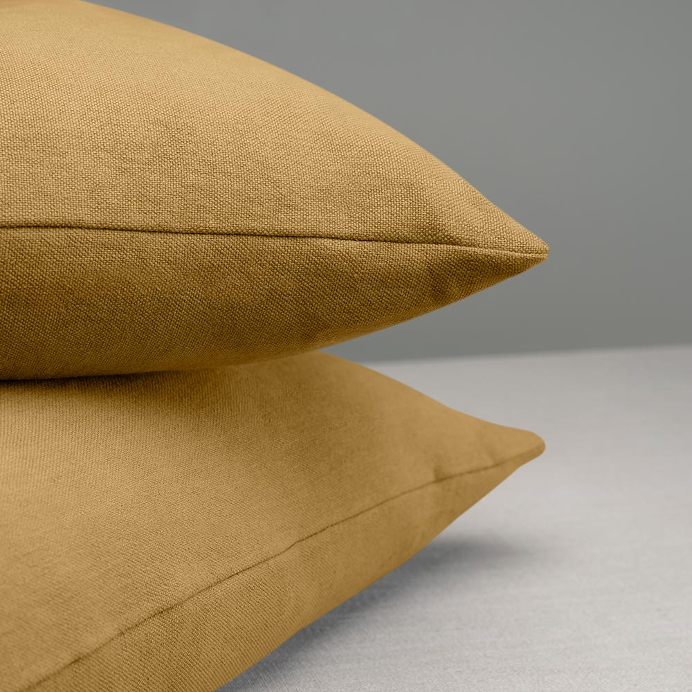 Square Kip Cushion in Laidback Linen, Ochre - Image 2