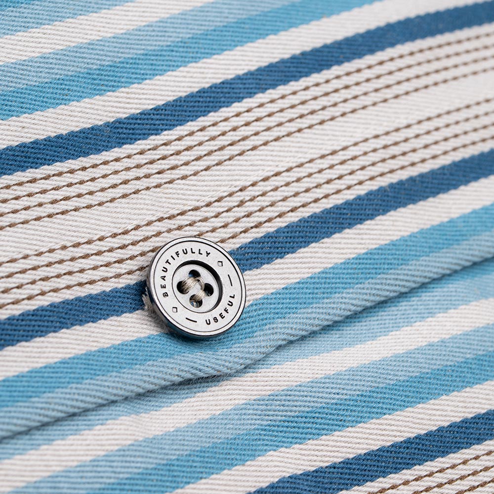 Square Kip Cushion in Slow Lane Cotton Linen, Blue - Image 3