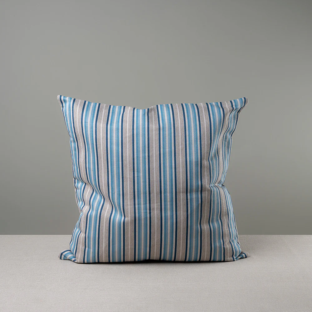 Square Kip Cushion in Slow Lane Cotton Linen, Blue - Image 4