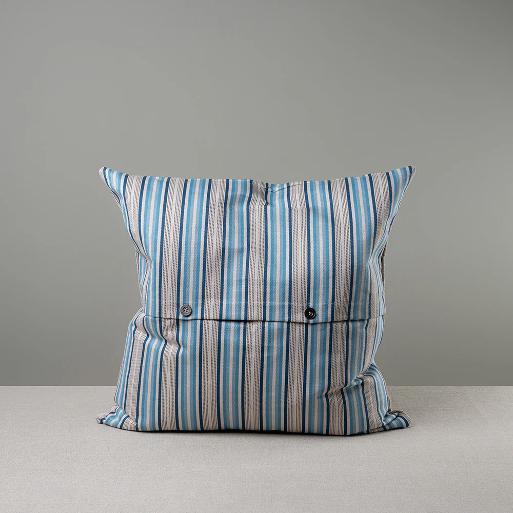 Square Kip Cushion in Slow Lane Cotton Linen, Blue - Image 5