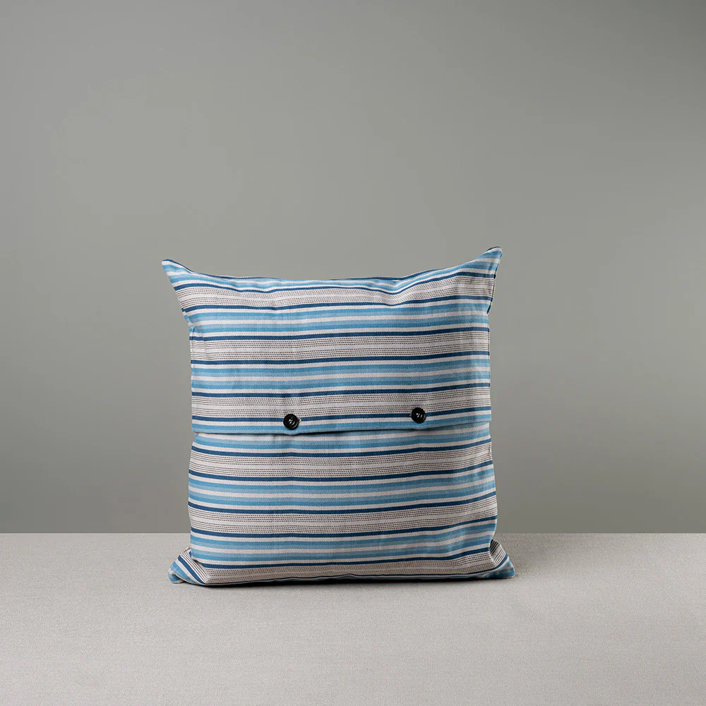 Square Kip Cushion in Slow Lane Cotton Linen, Blue - Image 7