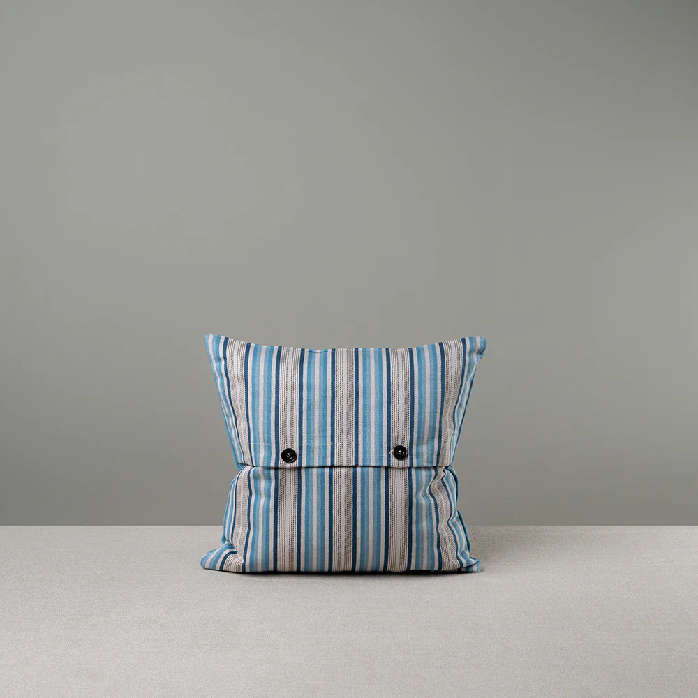 Square Kip Cushion in Slow Lane Cotton Linen, Blue - Image 9
