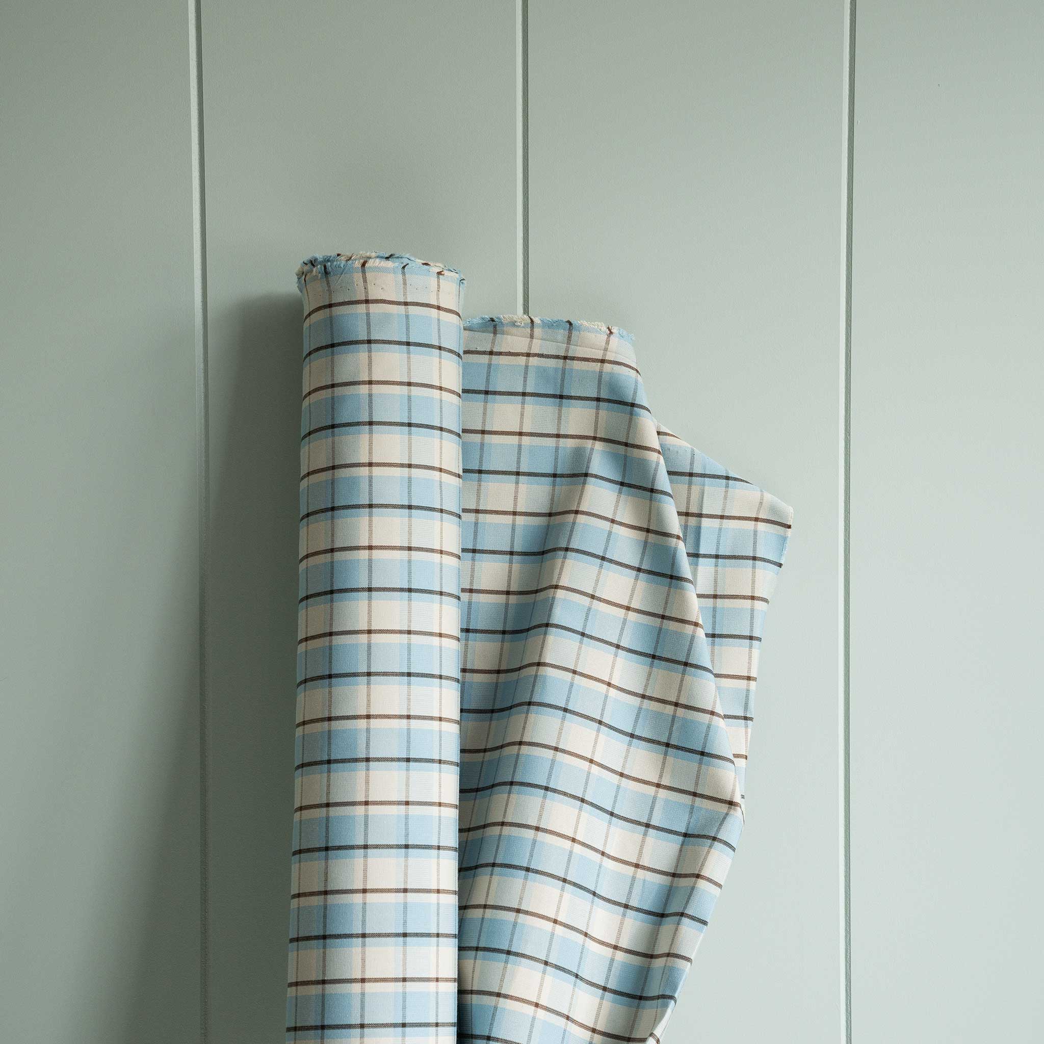 Square Kip Cushion in Square Deal Cotton, Blue Brown - Image 10