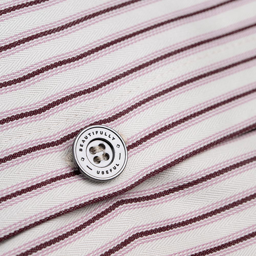 Square Kip Cushion in Ticking Cotton, Berry - Image 3