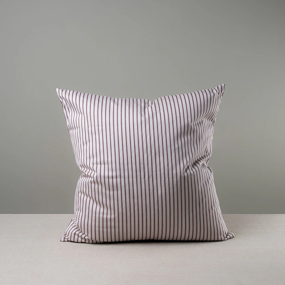 Square Kip Cushion in Ticking Cotton, Berry - Image 4