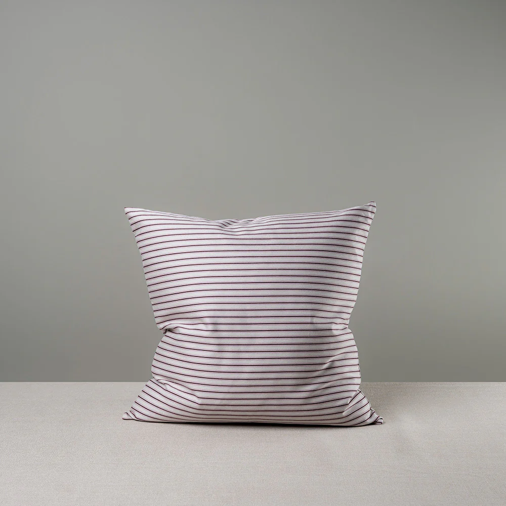Square Kip Cushion in Ticking Cotton, Berry - Image 6