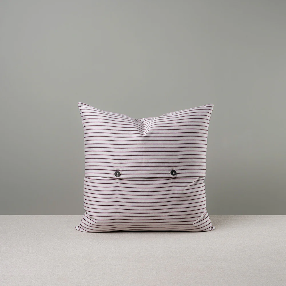 Square Kip Cushion in Ticking Cotton, Berry - Image 7